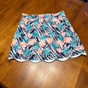 Pebble Beach Women's Skort Size Medium with Floral Pattern - Coral, Teal, Navy